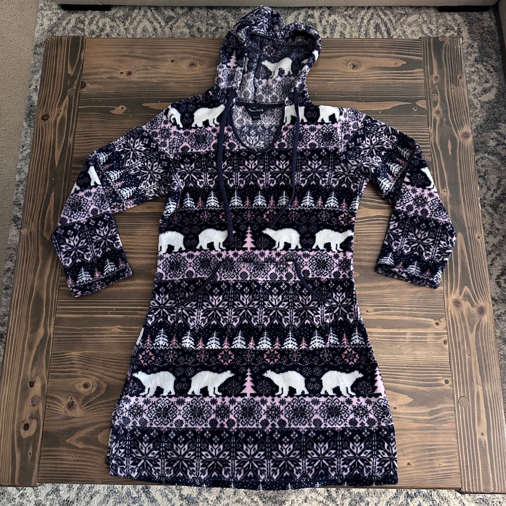 Nautica Pajama Hoodie S Polar Bear Fair Isle Plush